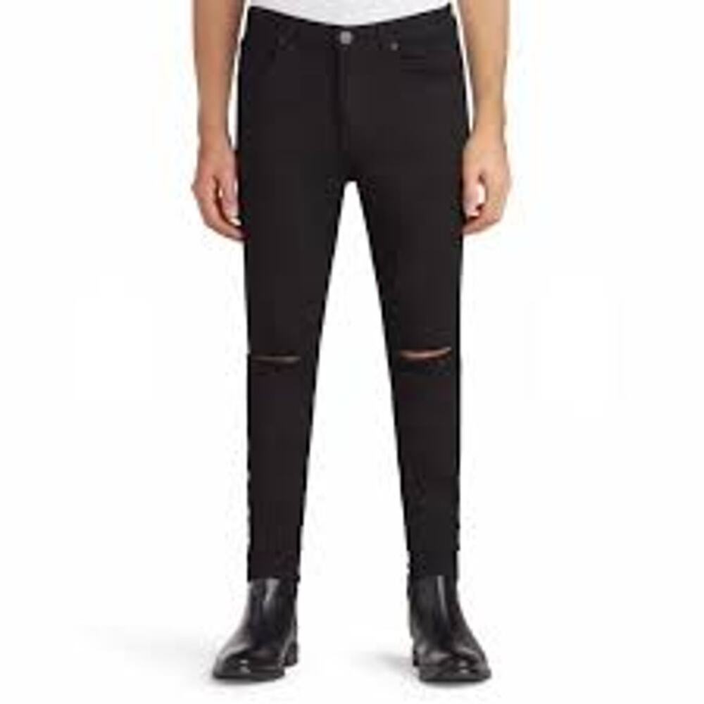 Monfrere jeans $220 slim fit skinny five pocket denim black ripped knees size 31